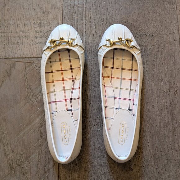 Coach White Leather Ballet Flats - Picture 1 of 5
